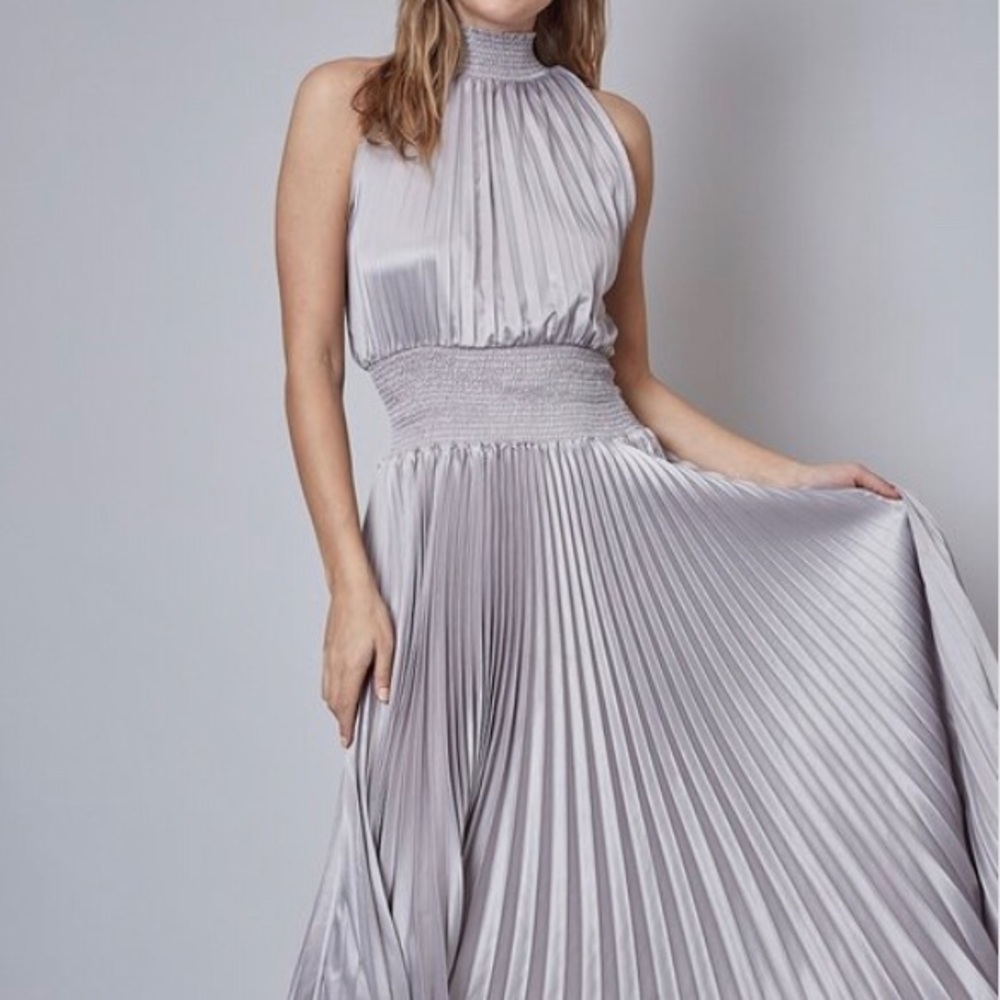 Silver Pleated Party Dress